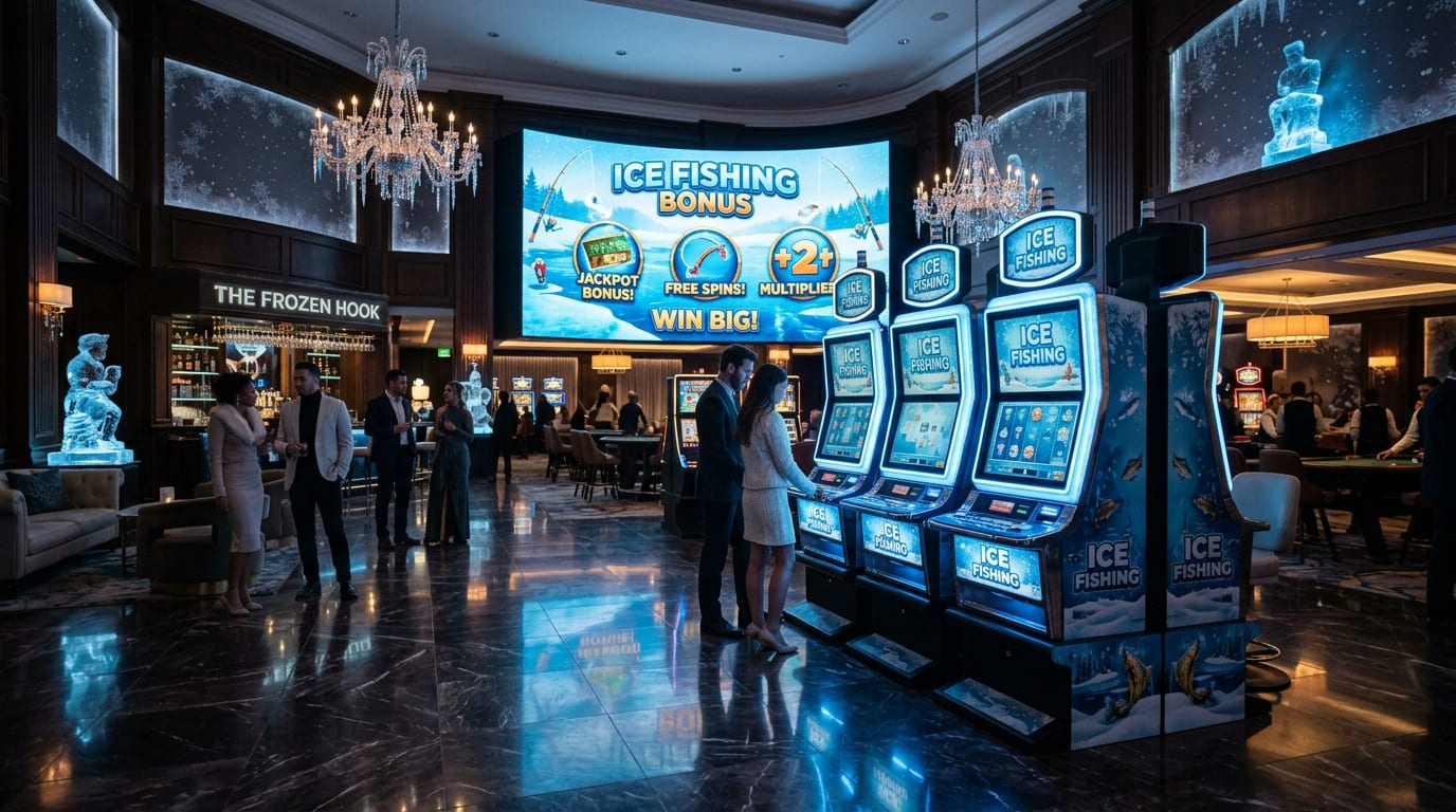Escenario temático de Ice Fishing en un casino